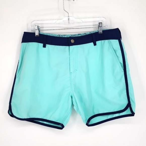 Aftco Swim Trunks Board Shorts Aqua Navy Blue Men's 34 - Picture 1 of 14